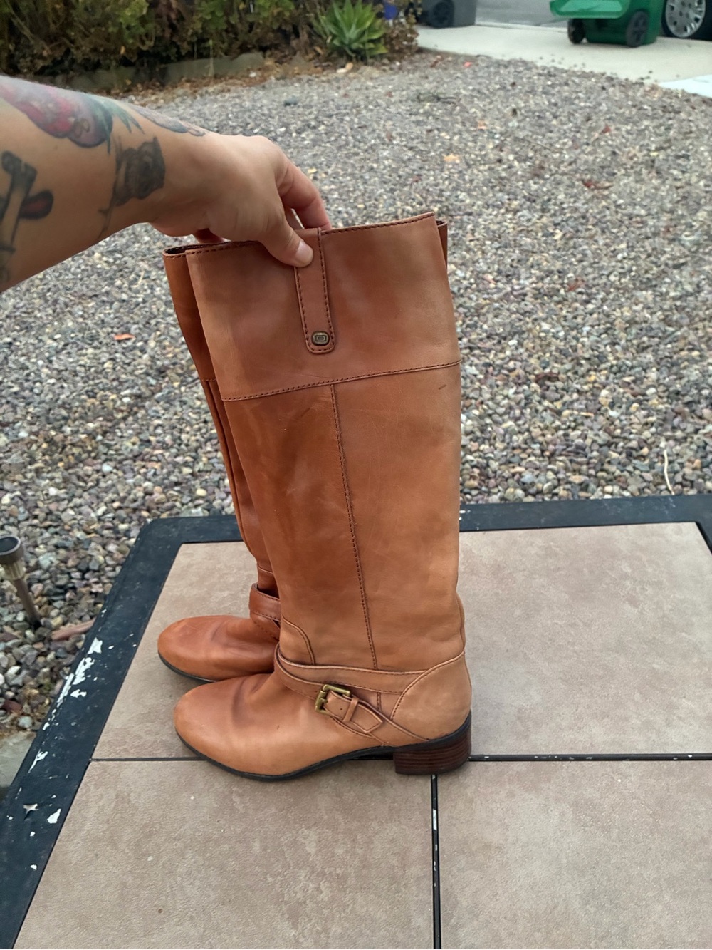 Bandolino Tan Leather Knee-High Riding Boots
